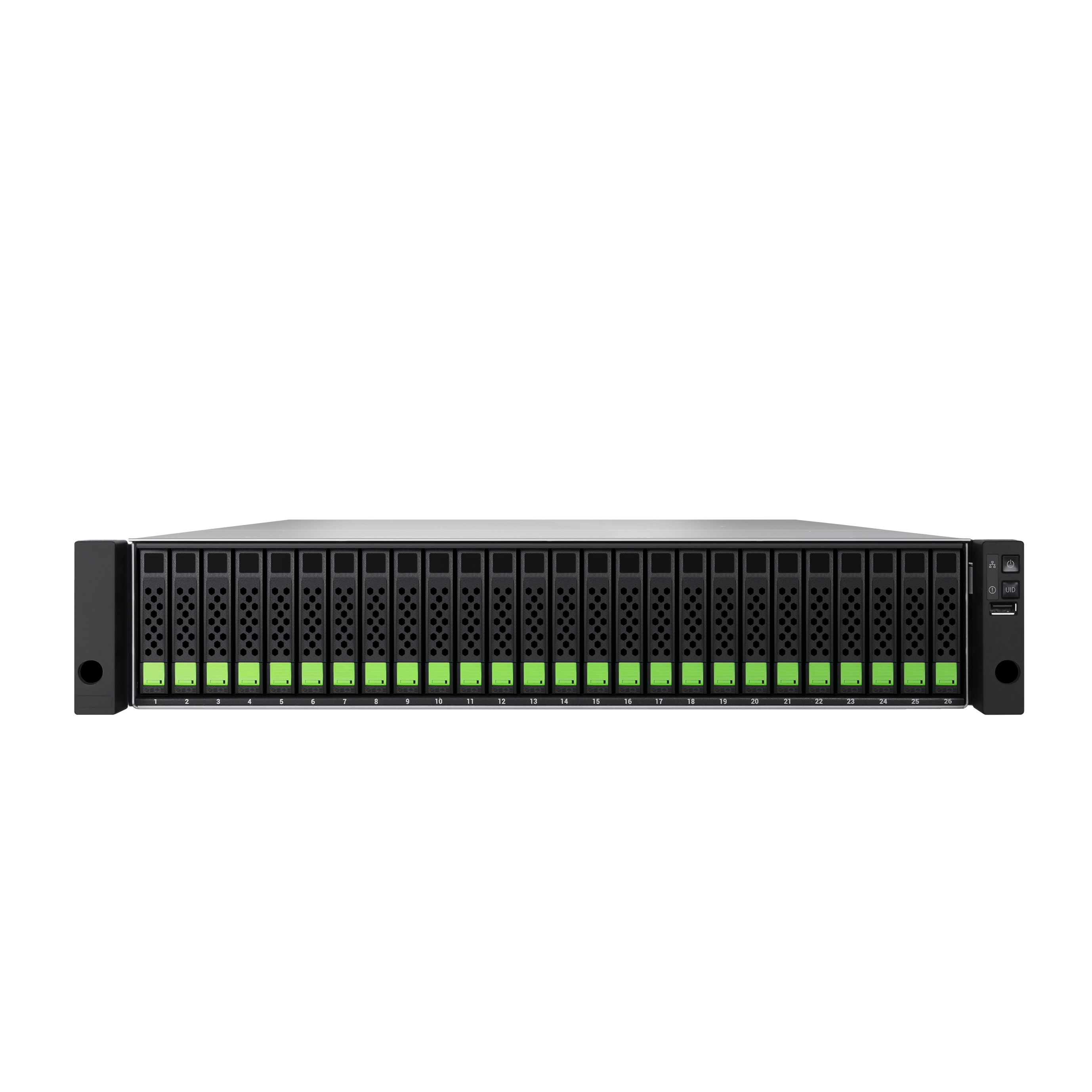 QSAN XCubeSAN XS3326S Single-Controller SAN System, 26 Bay 2,5" only, 12Gb/s SAS, 2U, 4x 10GBASE-SR (incl. 2 GBIC)